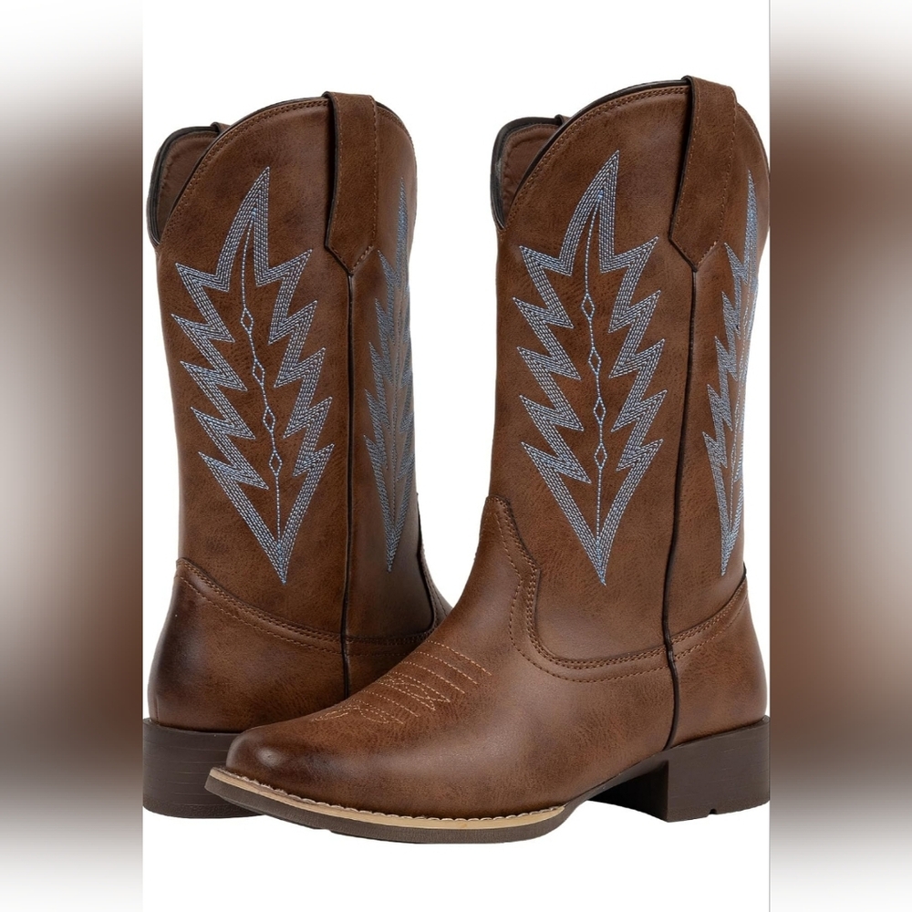 J's.o.l.e Women's Western Cowboy Boots Embroidered, US 11, Brown